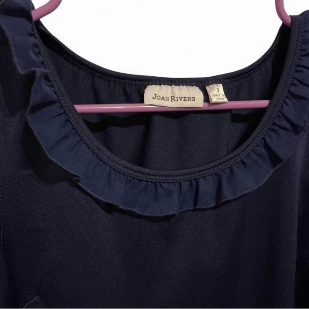 Joan Rivers Navy Top with Ruffle Neckline - Picture 2 of 2